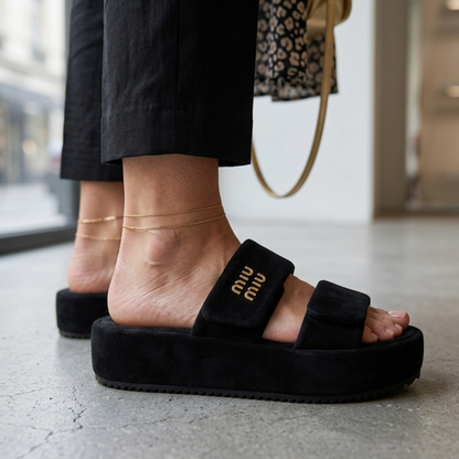 Comfort Dual-Strap Suede Slides – Lightweight Everyday Sandals