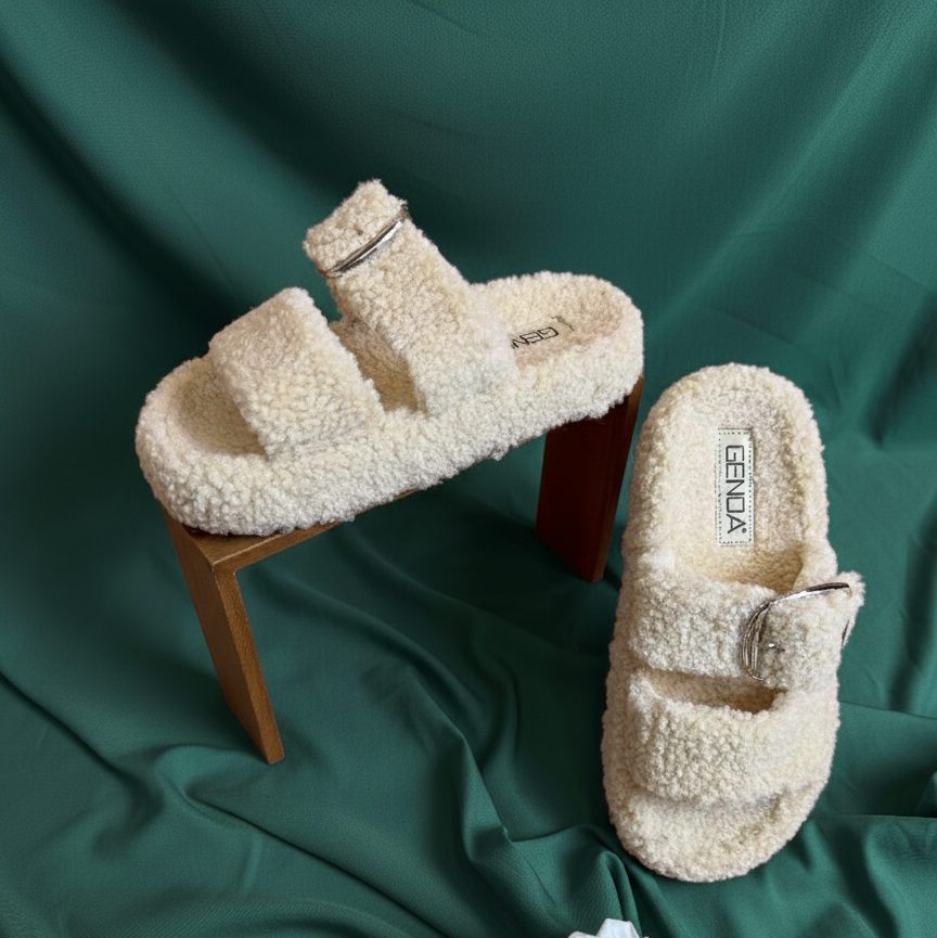 Sherpa Slide Sandals: Cushioned Steps, Adjustable Buckles