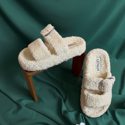 Sherpa Slide Sandals: Cushioned Steps, Adjustable Buckles
