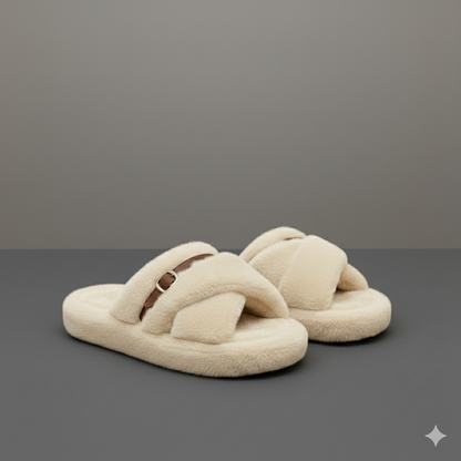 Chaussons en peluche pour femmes : chaudes, respirantes, à bout ouvert et à boucle