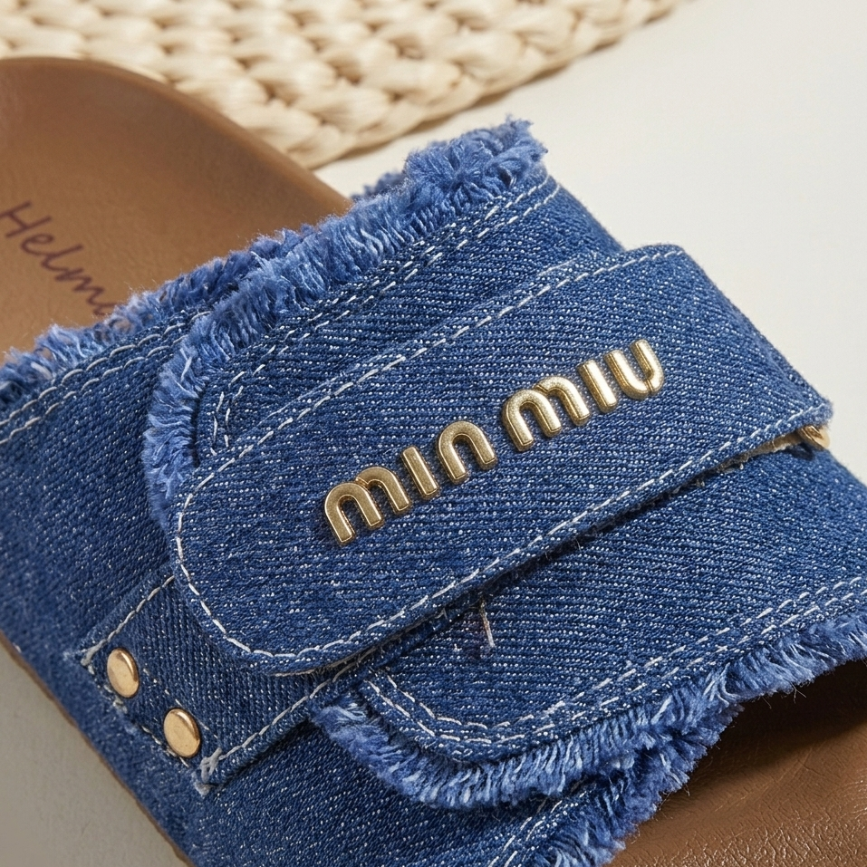 Women’s Denim Slide Sandals – Adjustable Comfort & Everyday Style