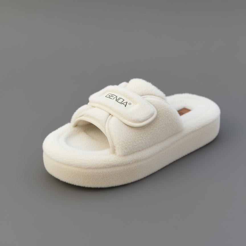 أحذية منزلية نسائية دافئة ذات أصابع مغلقة - أصابع دافئة، حزام ثابت