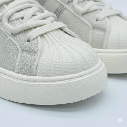 Women’s Rhinestone Platform Sneakers – Stylish Comfort Lace-Up Shoes