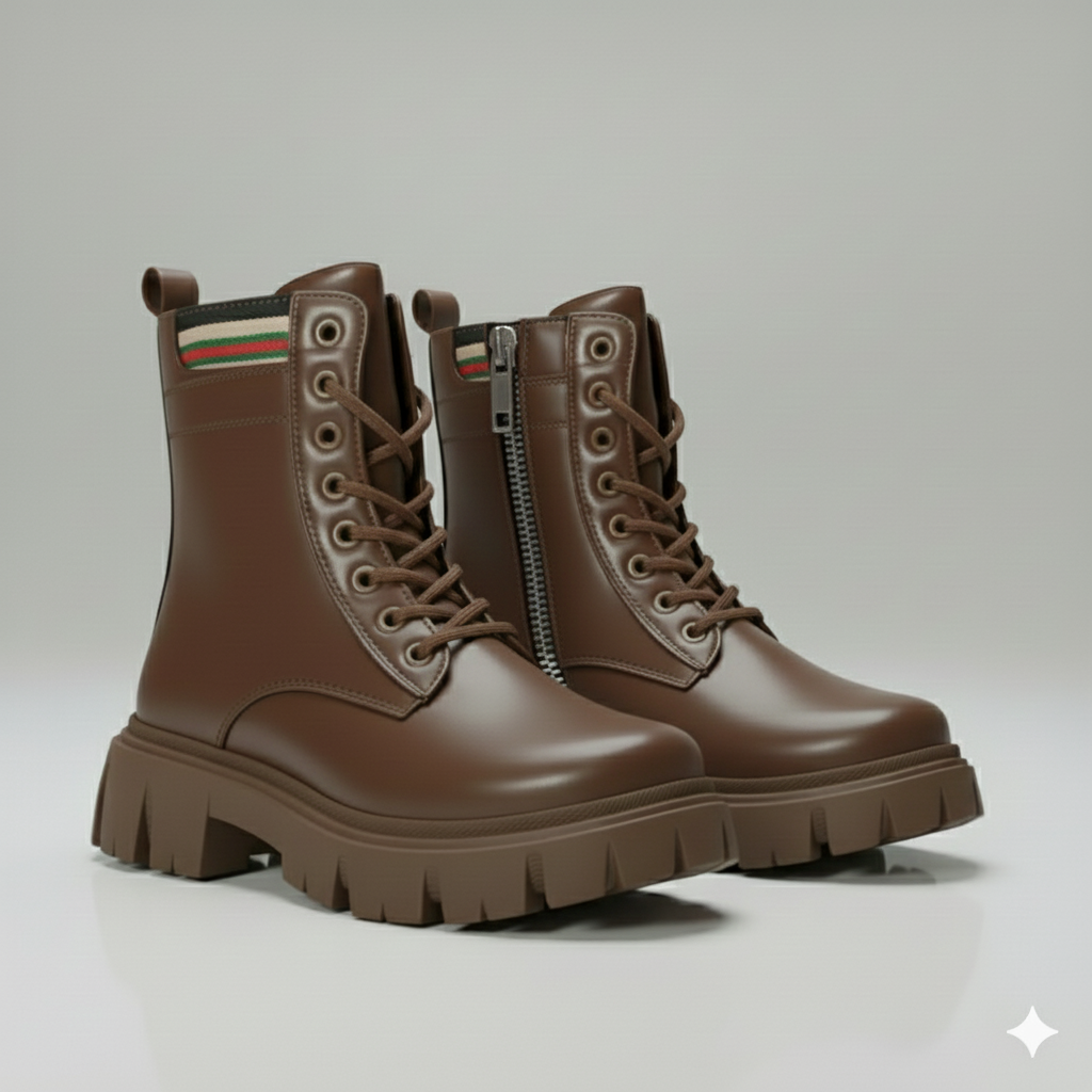 Women’s Chunky Lace-Up Ankle Boots with Lug Sole – Walk Your Color Collection