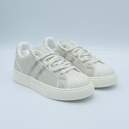 Women’s Rhinestone Platform Sneakers – Stylish Comfort Lace-Up Shoes