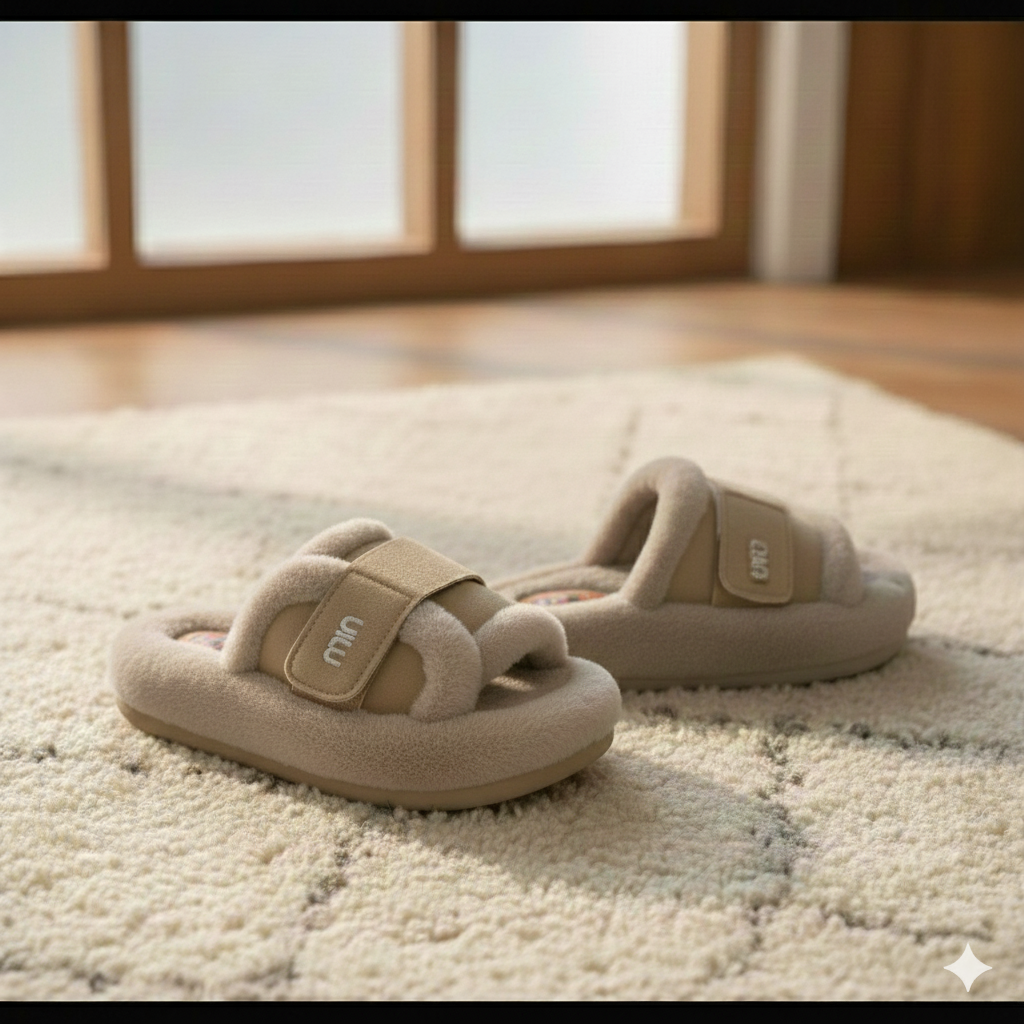 Pantoufles de luxe pour femmes en fausse fourrure, douces et chaudes, chaussures d'intérieur/extérieur, sandales d'hiver légères et rembourrées