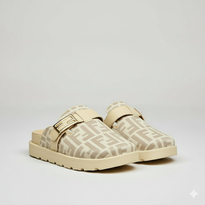 نعال كلوج نسائية مزينة بشعار العلامة التجارية، مريحة طوال اليوم، ذات نعل غير قابل للانزلاق.