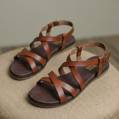 Classic Multi-Strap Flat Sandals for Women – Casual Buckle Ankle Summer Wear
