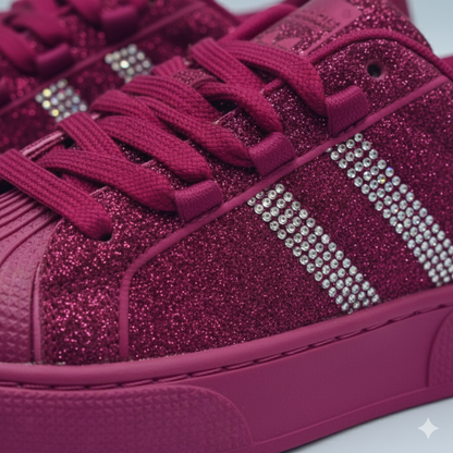 Women’s Rhinestone Platform Sneakers – Stylish Comfort Lace-Up Shoes