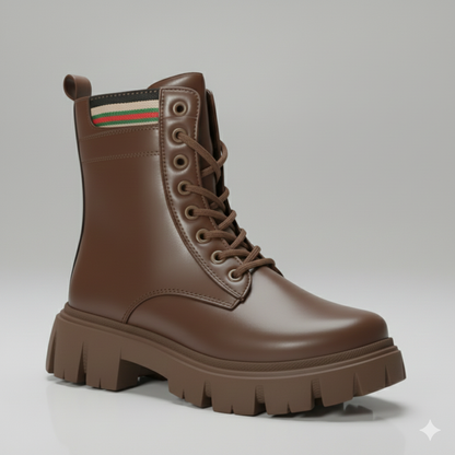 Women’s Chunky Lace-Up Ankle Boots with Lug Sole – Walk Your Color Collection