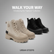 Women’s Chunky Lace-Up Ankle Boots – Platform Sole (Black & Beige)