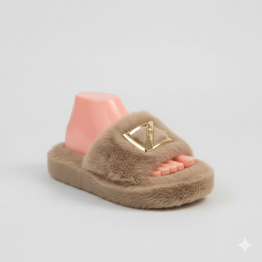 Luxury Faux Fur Slide Sandals for All-day Comfort