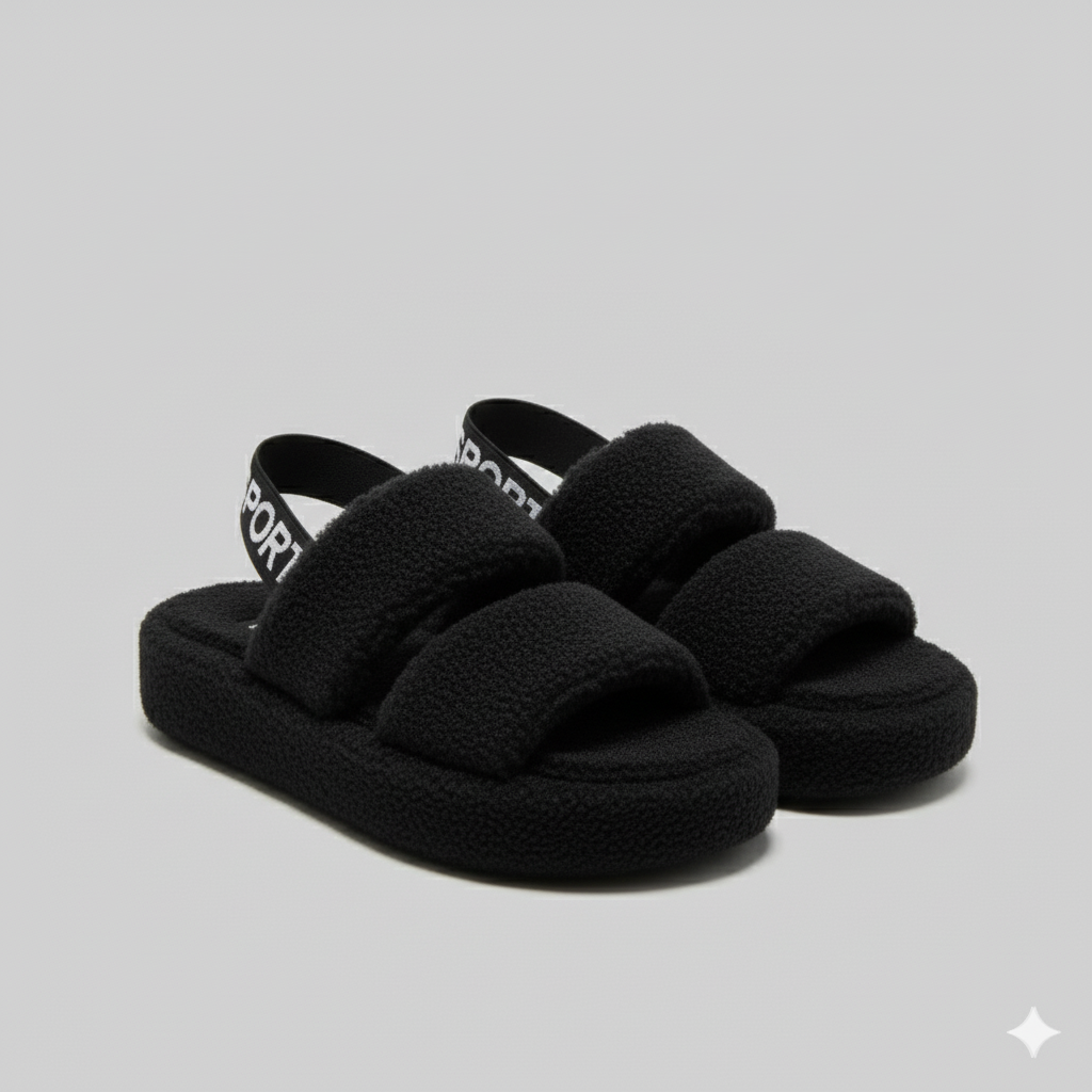 صنادل مريحة ذات قاعدة مسطحة: رافعة ناعمة، حزام كعب ثابت.