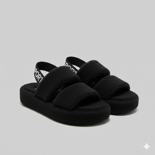 Cozy Platform Sandals: Soft Lift, Stay‑On Heel Band