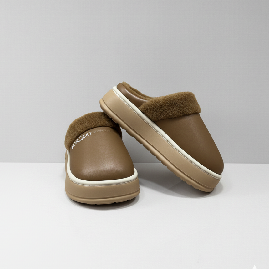 Women's Fleece-Lined Clog Slippers—Warm Toes, Thick Platform