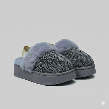 Cozy Faux Fur Slip-On Clogs – Warm Knit Lined Comfort Shoes