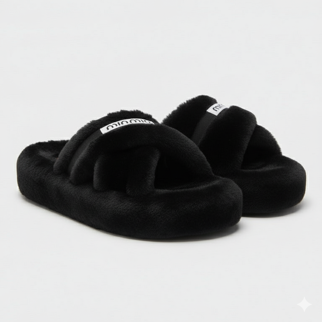 Women’s Plush Slide Slippers — Warmth + Multi‑Strap Support