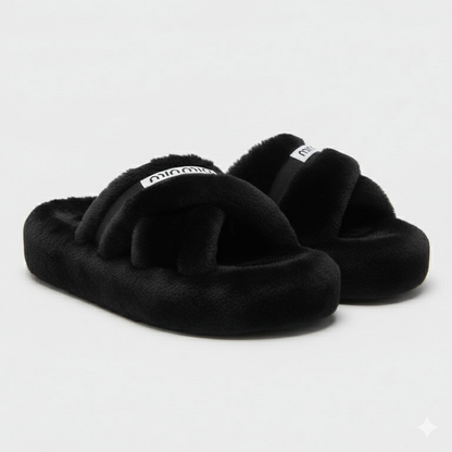 Women’s Plush Slide Slippers — Warmth + Multi‑Strap Support