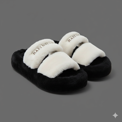 نعل نسائي ذو حزام مزدوج من Fuzzy: خطوات مريحة ومبطنة