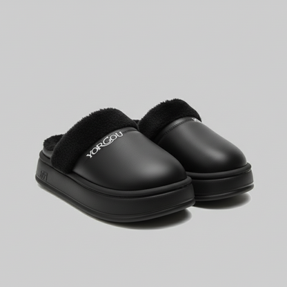 Women's Fleece-Lined Clog Slippers—Warm Toes, Thick Platform