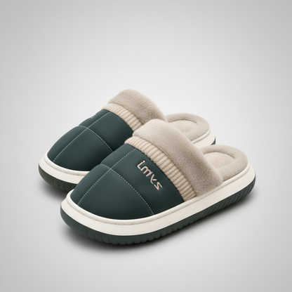 Pantoufles pour hommes doublées en polaire — protègent du froid des sols, semelle épaisse 