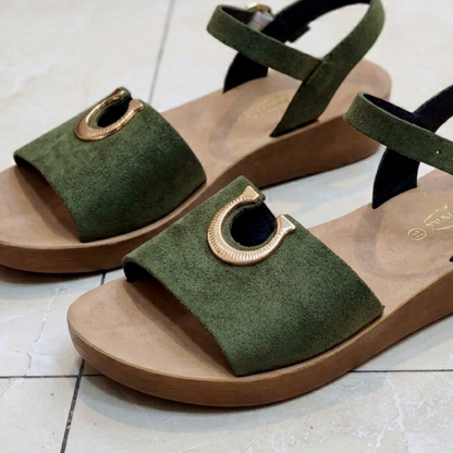 Elegant Comfort Strap Sandals for Women – Cushioned Flat Slip-Ons with Buckle Detail