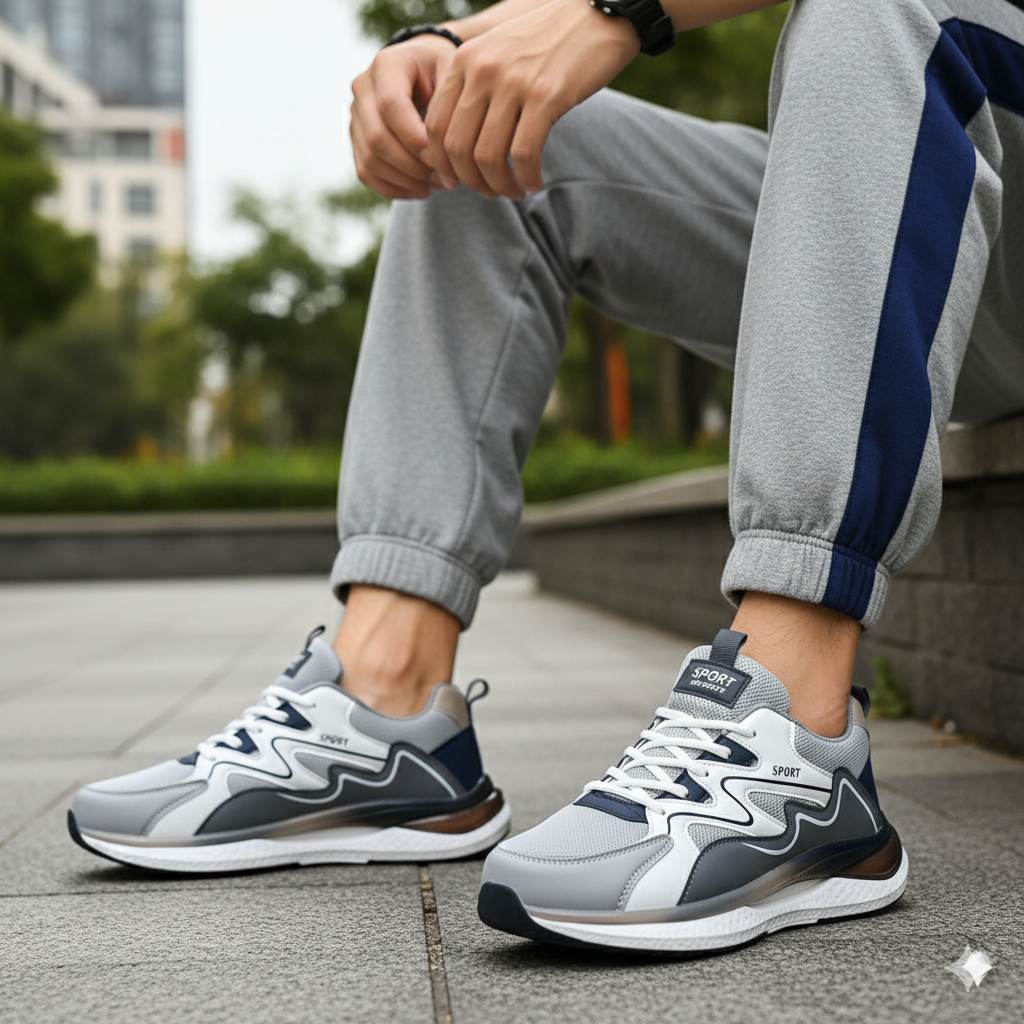 Baskets sport en mesh pour homme : amorti optimal toute la journée, semelle extérieure adhérente