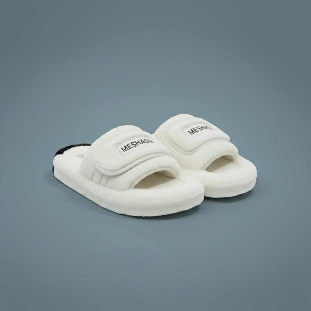 أحذية منزلية نسائية ناعمة مع أشرطة - دافئة، ومريحة مع أشرطة عريضة