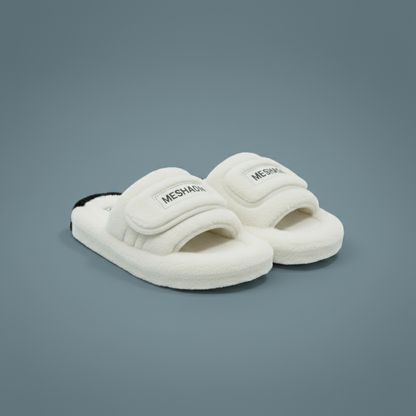 أحذية منزلية نسائية ناعمة مع أشرطة - دافئة، ومريحة مع أشرطة عريضة