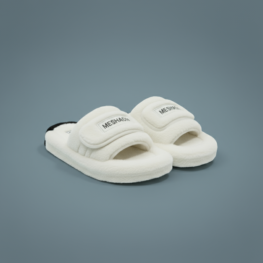 Women's Plush Strap House Slippers - Warm, Wide-Strap Fit