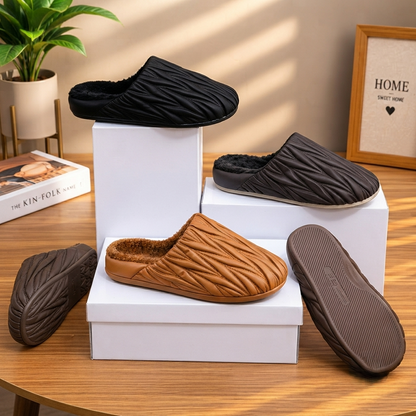 Pantoufles en peluche d'hiver pour femmes – Chaussons d'intérieur à enfiler doublés de polaire chaude 