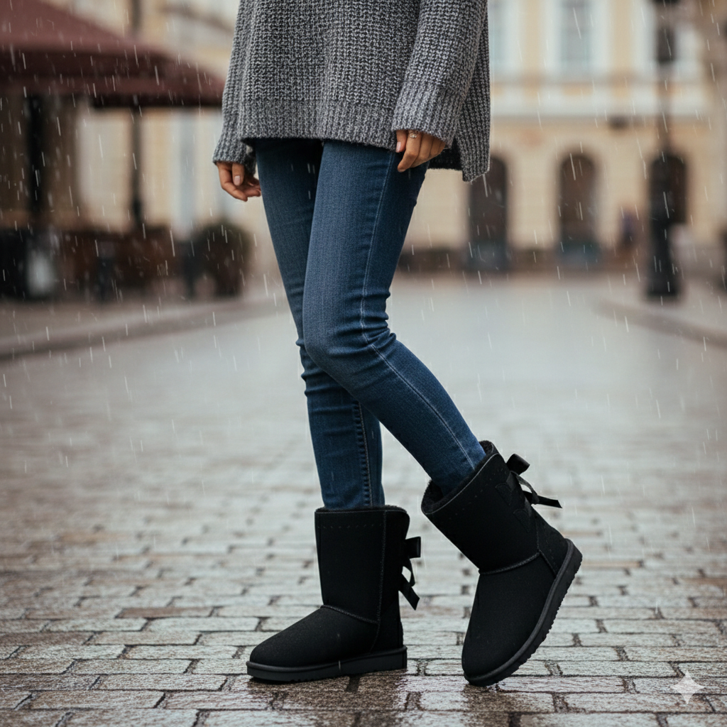 Women’s Cozy Winter Ankle Boots with Fur Lining & Bow Detail – Warm, Stylish & Comfortable