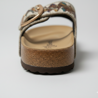 Women’s Boho Chic Double-Buckle Cork Slide Sandals