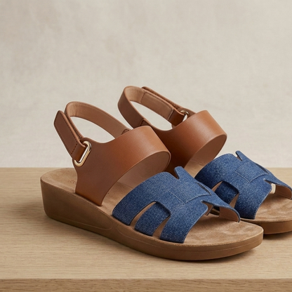 Denim Bow Comfort Slingback Sandals for Women