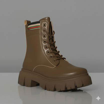 Women’s Chunky Lace-Up Ankle Boots with Lug Sole – Walk Your Color Collection