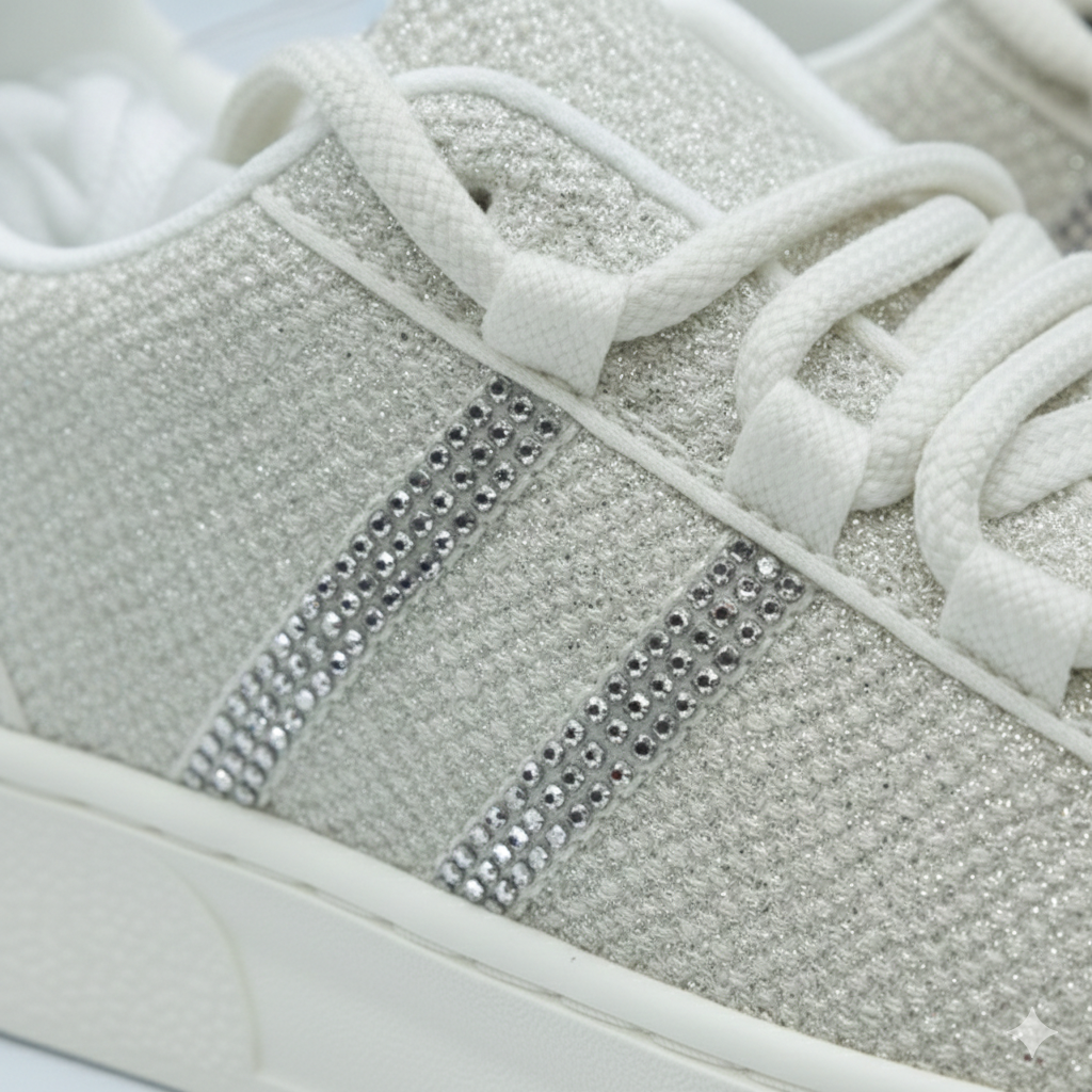 Women’s Rhinestone Platform Sneakers – Stylish Comfort Lace-Up Shoes