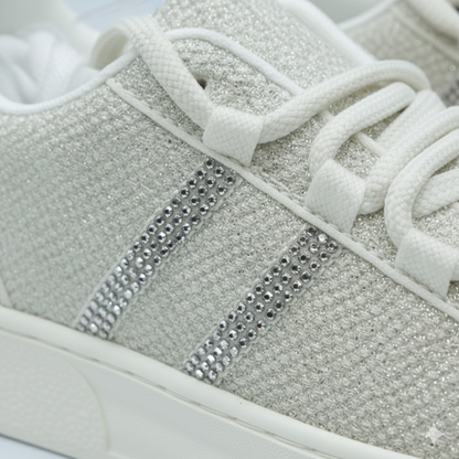 Women’s Rhinestone Platform Sneakers – Stylish Comfort Lace-Up Shoes
