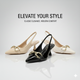 Elegant Pointed-Toe Slingback Heels with Gold Accent