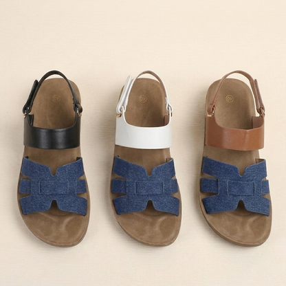 Denim Bow Comfort Slingback Sandals for Women