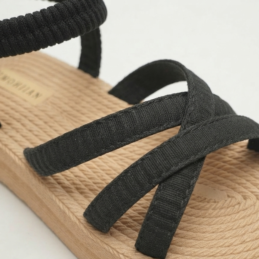 Women's Lightweight Platform Comfort Sandals – Elastic Multi-Strap Casual Summer Flats