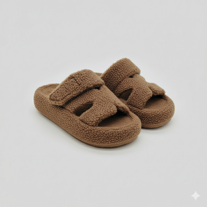 أحذية منزلية نسائية: دفء قابل للتنفس، بطانة قطنية مزدوجة الأشرطة