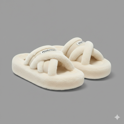 Women’s Plush Slide Slippers — Warmth + Multi‑Strap Support