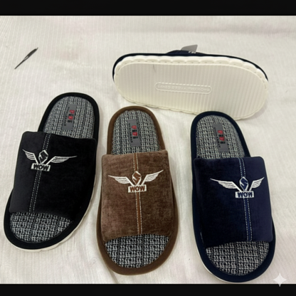 Men's Anti-Slip Slippers with Ribbed Sole, Closed Toe Warmth — Product image: Ribbed outsole grips tile and wood so you step with confidence at home. Closed-t