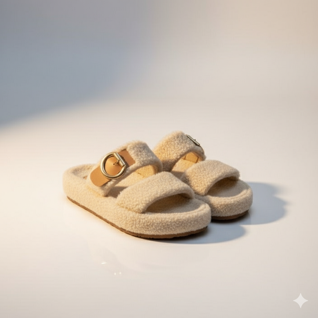 Sandales à double boucle en matière douce et chaude pour femmes - confort et maintien assurés