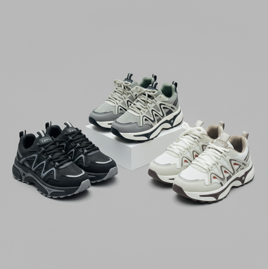 أحذية رياضية شبكية سميكة للرجال: تمكنك من المشي لمسافات أطول، ونعل خارجي مُضغوط.