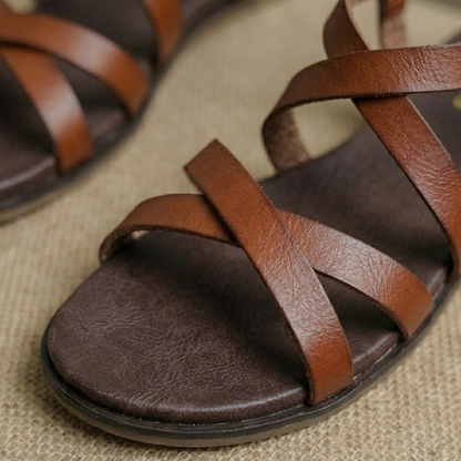 Classic Multi-Strap Flat Sandals for Women – Casual Buckle Ankle Summer Wear