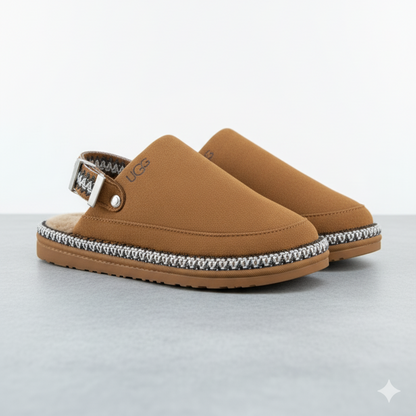 أحذية منزلية مريحة ذات ظهر مفتوح – أحذية شتوية دافئة مبطنة بالصوف