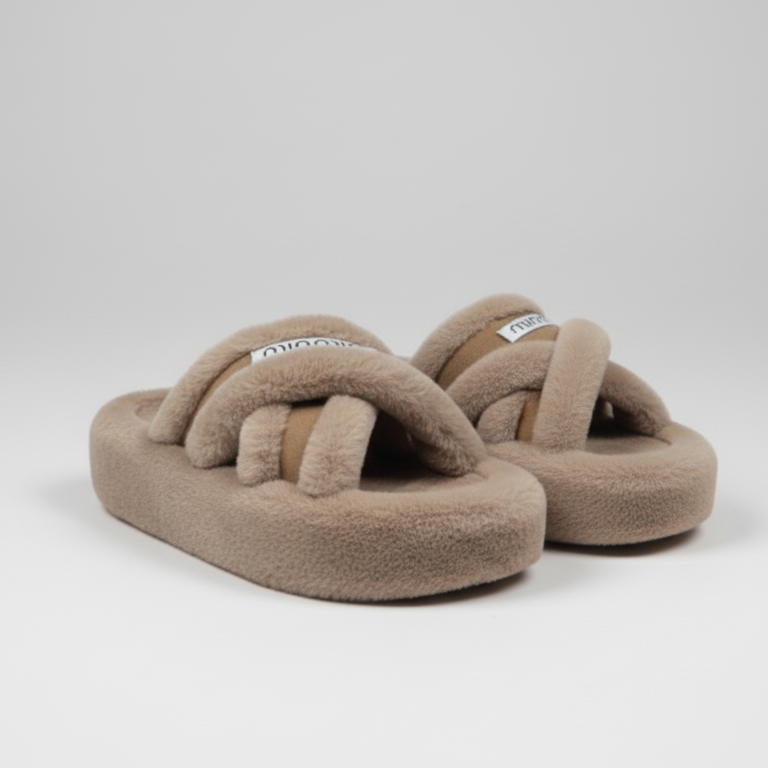 Women’s Plush Slide Slippers — Warmth + Multi‑Strap Support