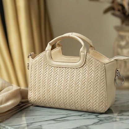 Elegant Woven Leather Handbag – Chic Top Handle Crossbody Bag for Women