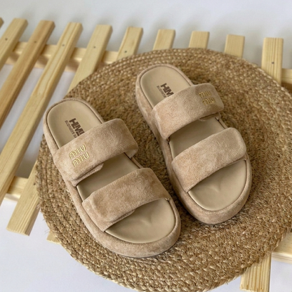 Comfort Dual-Strap Suede Slides – Lightweight Everyday Sandals